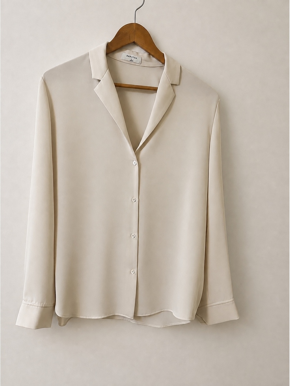 Babaton Cream Button-Up Blouse with Recycled Polyester